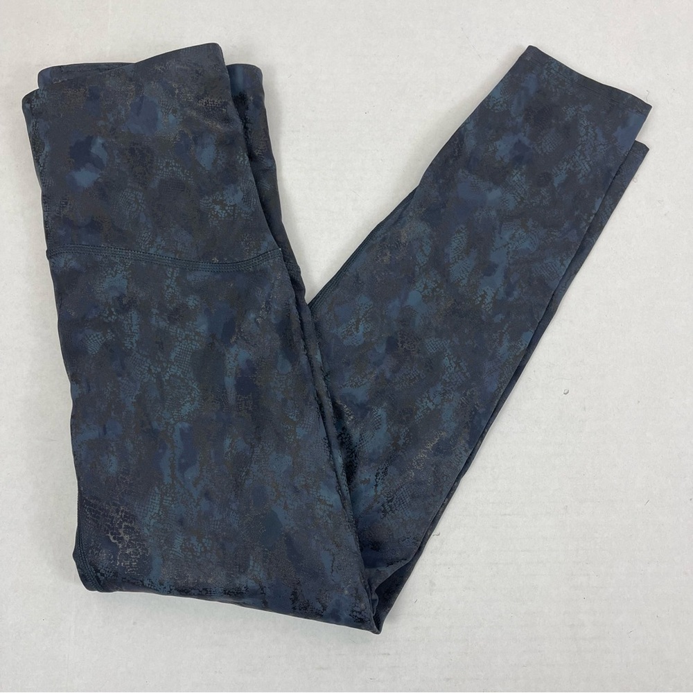 Spanx by Sara Blakely Foil Print‎ Leggings Blue Black High Rise Size S Petite SP